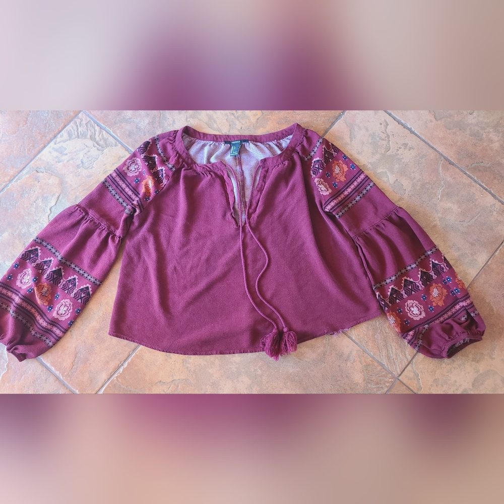 Women's dark Burgundy Boho Top forever 21